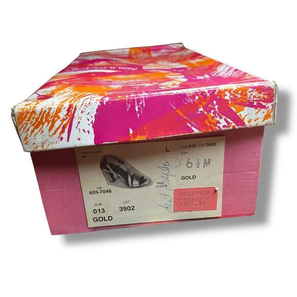 Vintage Animato Gold Strappy Heels Size 6.5M Slingback Sandals JC Penney - Picture 10 of 12